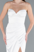 White Long Satin Prom Gown ABU4663
