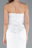 White Long Satin Prom Gown ABU4663
