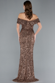 Copper Off The Shoulder Long Sequin Mermaid Prom Dress ABU4778
