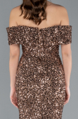 Copper Off The Shoulder Long Sequin Mermaid Prom Dress ABU4778
