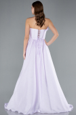 Lila Floral Strapless Collar Slit Long Prom Gown ABU4337