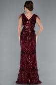 Burgundy Long Scaly Mermaid Evening Dress ABU3842