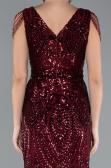 Burgundy Long Scaly Mermaid Evening Dress ABU3842
