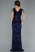 Navy Blue Long Scaly Mermaid Evening Dress ABU3842