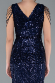 Navy Blue Long Scaly Mermaid Evening Dress ABU3842