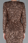 Copper Long Sleeve V Neck Scaly Evening Gown ABU4763