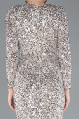 Beige Long Sleeve V Neck Scaly Evening Gown ABU4763