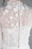 White Long Sleeve Guipure Silvery Tail Wedding Dress ABG115