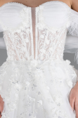 White Boat Neck Floral Embroidered Princess Wedding Dress ABG101