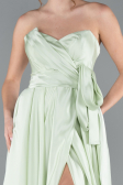 Mint Strapless High Slit Long Satin Graduation Prom Dress ABU4774
