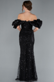 Black Stoned Strapless Sleeve Accessories Long Mermaid Evening Gown ABU4509