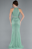 Mint Halter Neck Slit Long Glitter Mermaid Evening Gown ABU4766