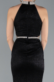 Black Halter Neck Slit Long Glitter Mermaid Evening Gown ABU4766