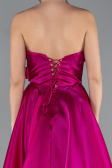 Fuchsia Strapless Slit Long Satin Prom Dress ABU4680