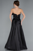 Black Strapless Slit Long Satin Prom Dress ABU4680