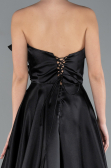 Black Strapless Slit Long Satin Prom Dress ABU4680