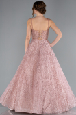 Powder Color Strappy Glitter Long Ball Gown ABU3839