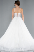 White Beaded Straps Long Ball Gown Wedding Dress ABG037