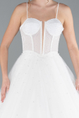White Beaded Straps Long Ball Gown Wedding Dress ABG037