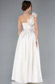 White One Shoulder High Slit Long Taffeta Prom Evening Dress ABU4782