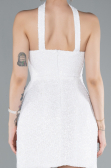 White Halter Neck Mini Sequin Party Dress ABK2201
