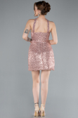 Powder Color Halter Neck Mini Sequin Party Dress ABK2201
