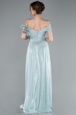 Mint Boat Neck Long Chiffon Evening Dress ABU4807
