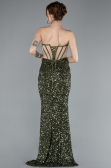 Olive Drab Strapless Slit Long Scaly Mermaid Prom Dress ABU4790