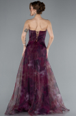 Cherry Colored Long Evening Dress ABU3360