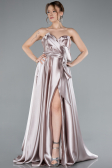 Light Lavender Strapless High Slit Long Satin Graduation Prom Dress ABU4774