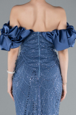 Indigo Stoned Strapless Sleeve Accessories Long Mermaid Evening Gown ABU4509