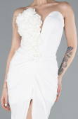 White Rose Strapless Slit Long Mermaid Evening Gown ABU4800