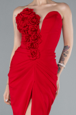Red Rose Strapless Slit Long Mermaid Evening Gown ABU4800