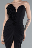 Black Rose Strapless Slit Long Mermaid Evening Gown ABU4800