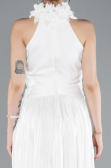 White Halter Neck Long Chiffon Evening Dress ABU4811