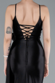 Black Back And Leg Cleavage Long Satin Prom Gown ABU4814