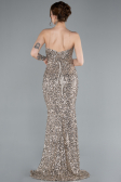 Beige Strapless Long Scaly Mermaid Prom Dress ABU4816