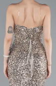 Beige Strapless Long Scaly Mermaid Prom Dress ABU4816