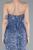 Indigo Strapless Long Scaly Mermaid Prom Dress ABU4816