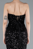 Black Strapless Long Scaly Mermaid Prom Dress ABU4816