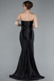 Black One Shoulder Slit Long Satin Mermaid Prom Dress ABU4817