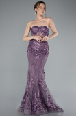 Lavender Strapless Three Dimensional Floral Long Mermaid Evening Gown ABU4819