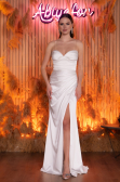 White Long Satin Prom Gown ABU4663