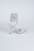 Silver Plaster Fabric Evening Shoe AB1129