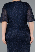 Navy Blue Long Plus Size Evening Gown ABU4542