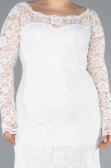 Long White Laced Oversized Evening Dress ABU1574