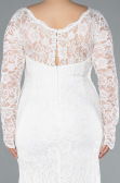 Long White Laced Oversized Evening Dress ABU1574