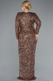 Copper Long Sleeve V Neck Scaly Plus Size Evening Gown ABU4764