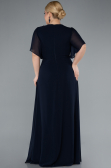 Navy Blue Short Sleeve Chiffon Long Plus Size Evening Dress ABU4794