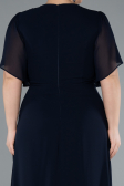 Navy Blue Short Sleeve Chiffon Long Plus Size Evening Dress ABU4794